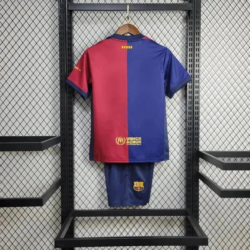 Barcelona COLDPLAY Home 24/25 Shirt - Kids Fan Shirt Blue and Red