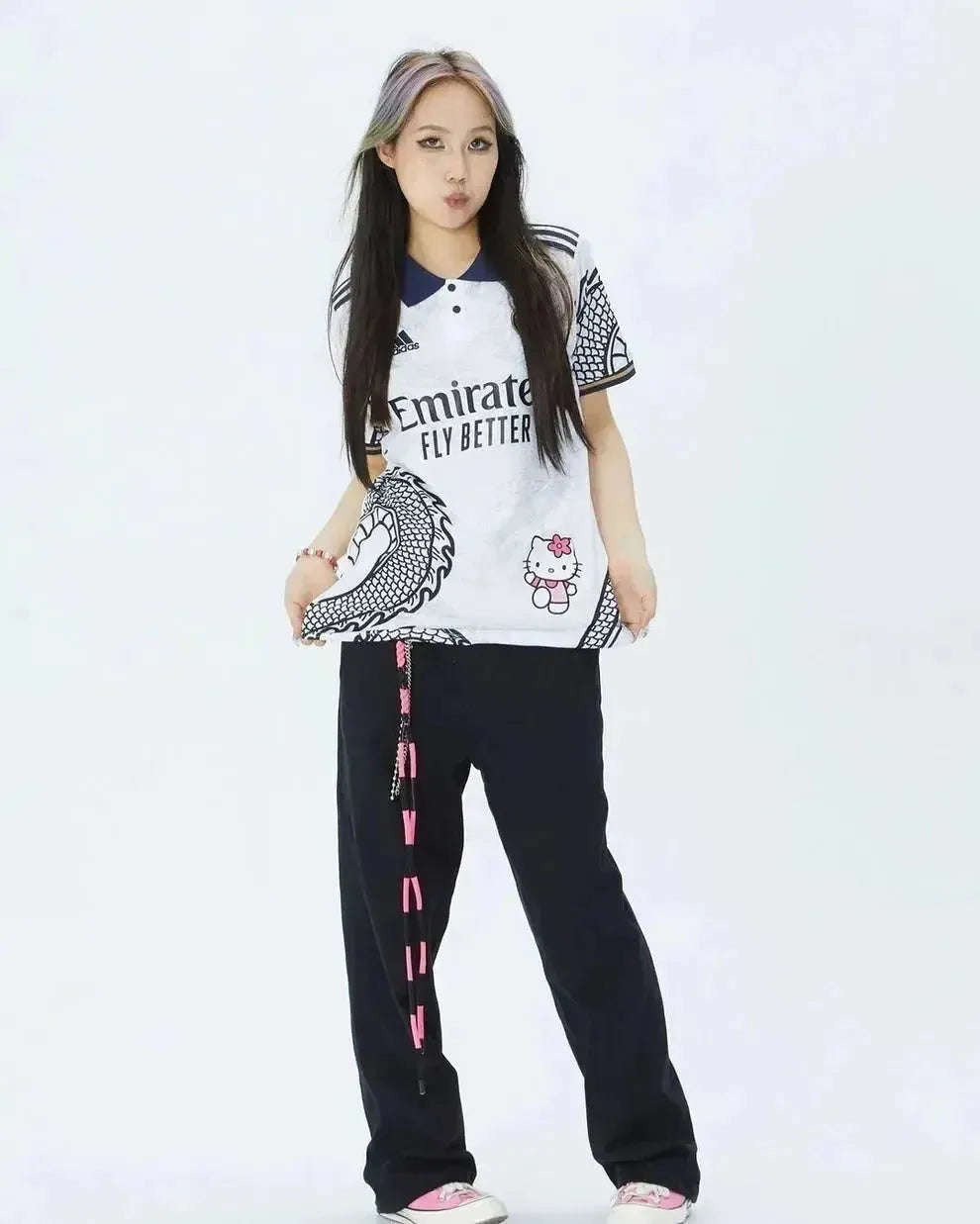 Real Madrid Hello Kitty Chinese Dragon 24/25 Shirt - Men's White Fan Shirt