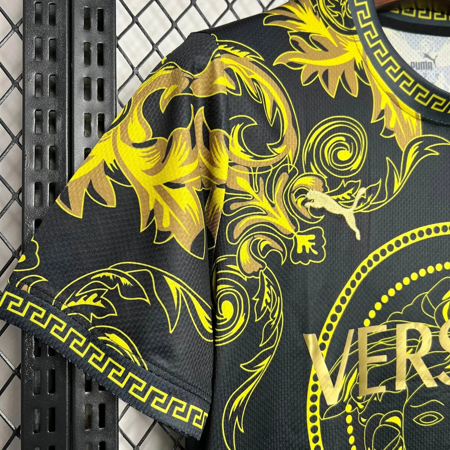 Italy x Versace 23/24 Men's Fan Shirt Black and Yellow