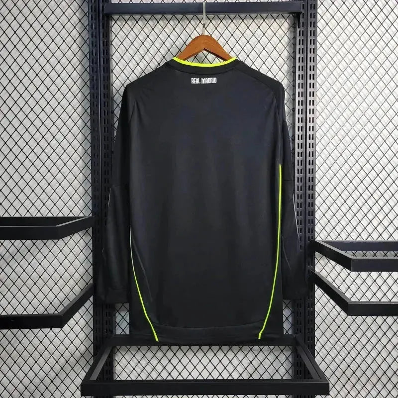 Real Madrid Away Retro Shirt 2010/11 - Men's Fan Shirt Black and Green Long Sleeve