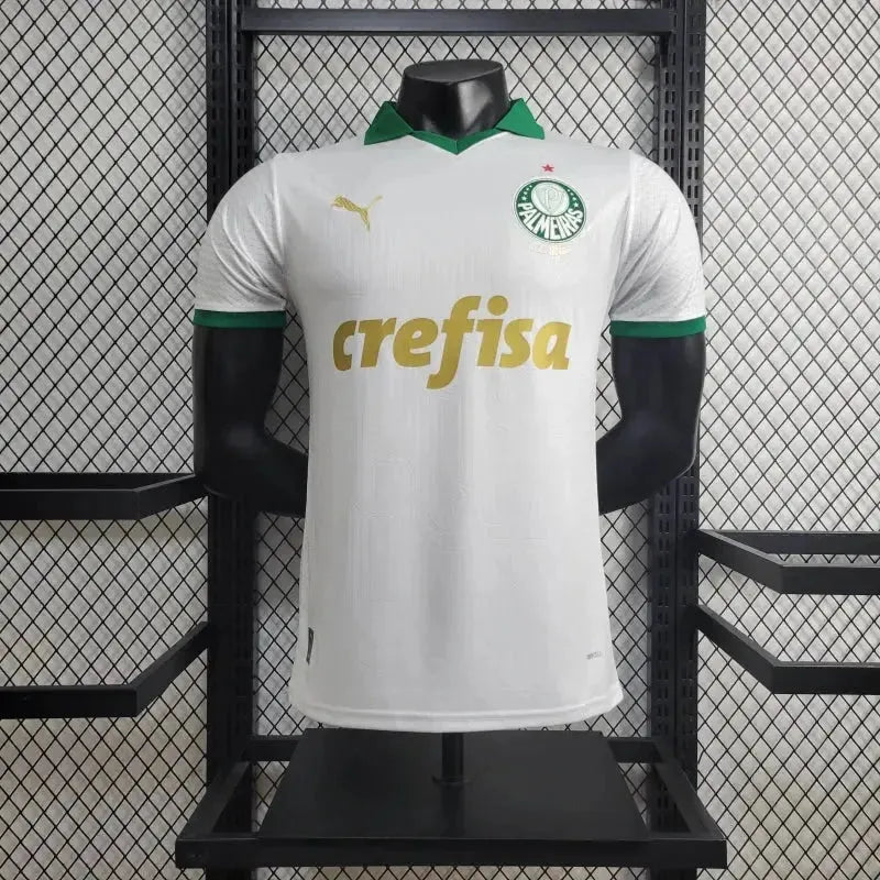 Palmeiras Away 24/25 Shirt - Men's Player White and Gold + Brasileirão and Avanti Patch + Sponsorships
