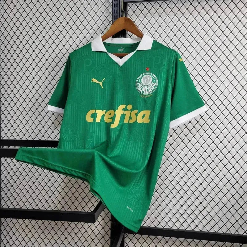 Palmeiras Home 24/25 Shirt - Men's Green Fan Shirt + Brasileirão and Avanti Patch + Sponsorships