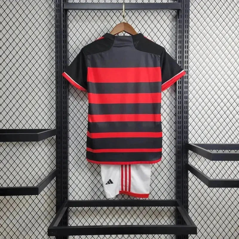 Flamengo Home 24/25 Shirt - Kids Fan Red and Black