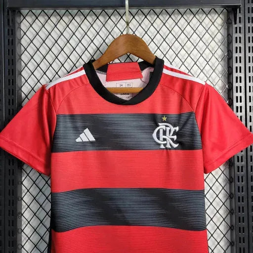 Flamengo Home Shirt 23/24 - Kids Fan Red and Black