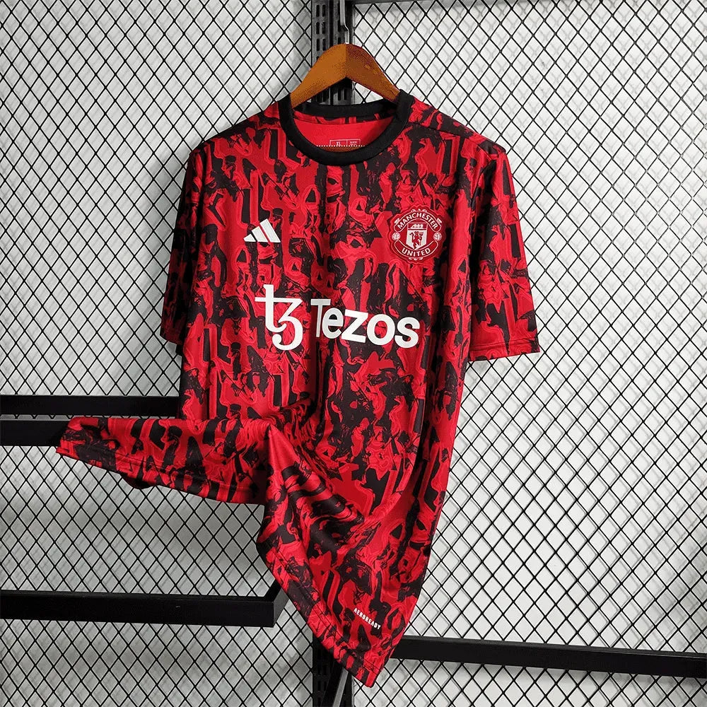Manchester United Training Shirt 23/24 - Men's Fan Black and Red