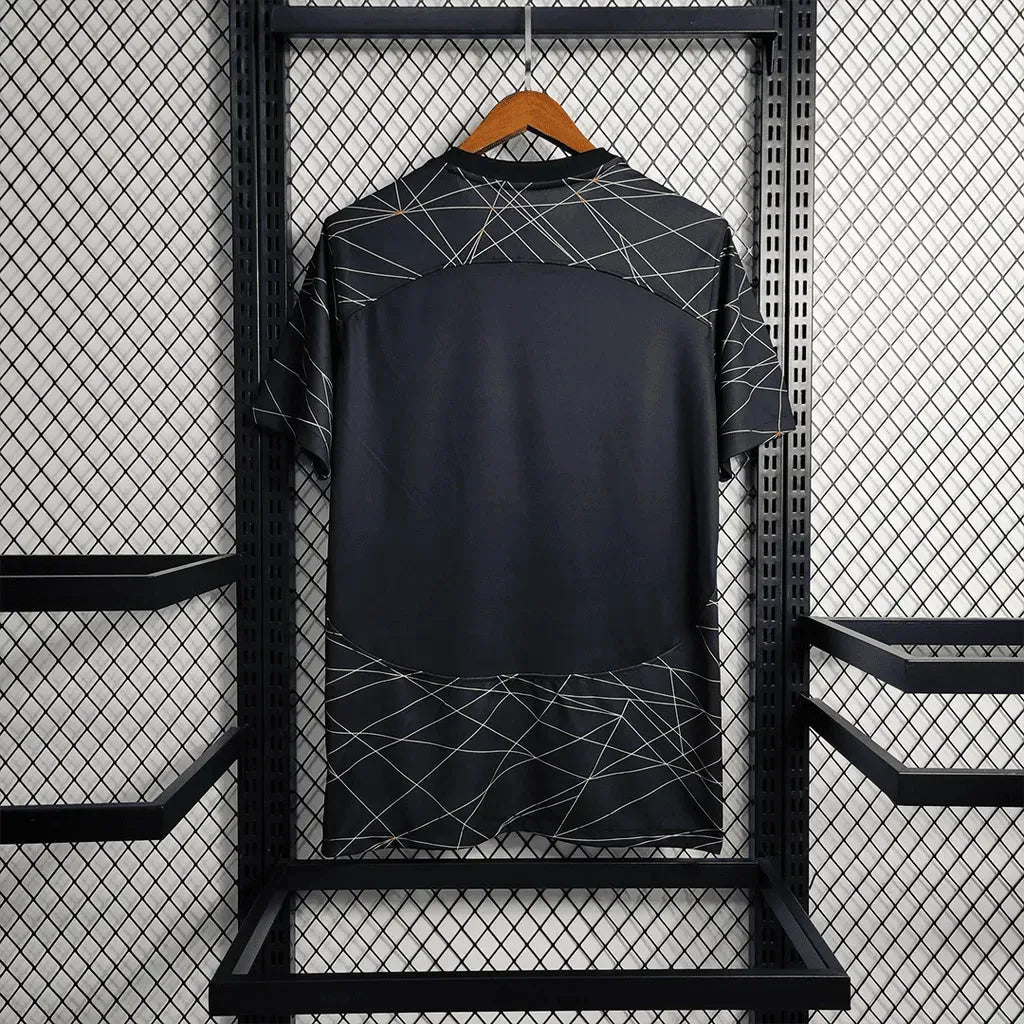 PSG V Away Shirt 23/24 - Men's Black and Yellow Fan Shirt