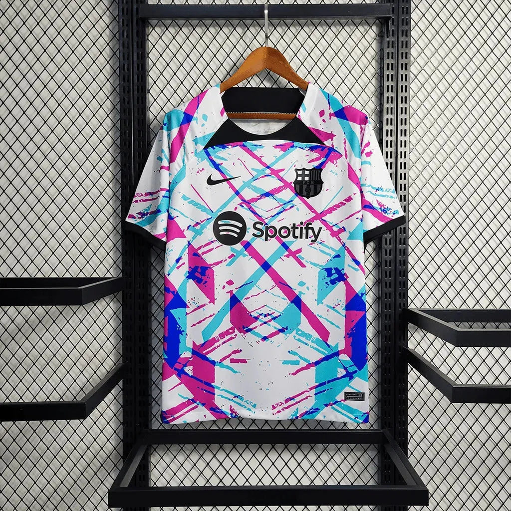 Barcelona Training Jersey 23/24 - Men's Fan Shirt White and Pink