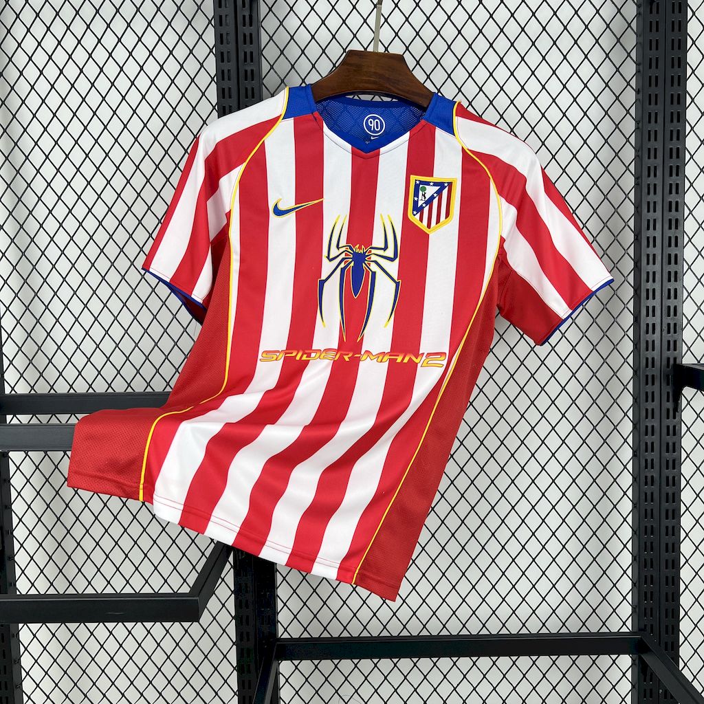 Atlético de Madrid x Spider-Man 2 Retro Home Shirt 2004/05 - Men's Fan Striped