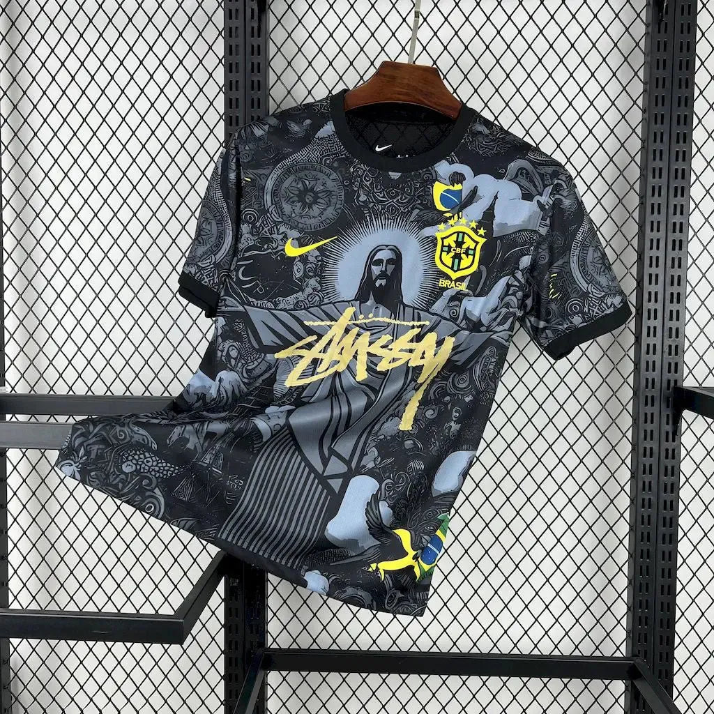 Brazil x STUSSY Christ the Redeemer Shirt - Men's Black Fan Shirt
