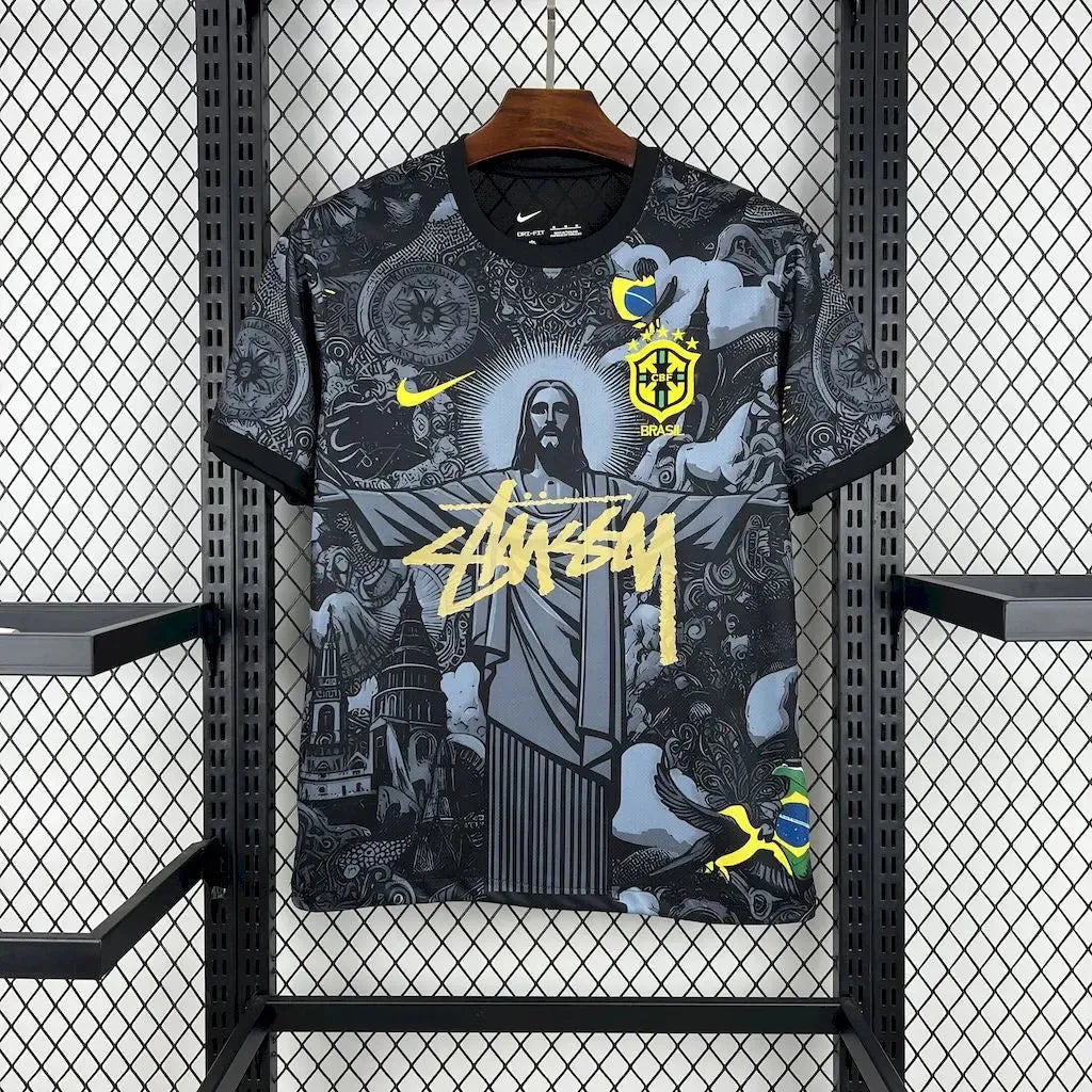 Brazil x STUSSY Christ the Redeemer Shirt - Men's Black Fan Shirt