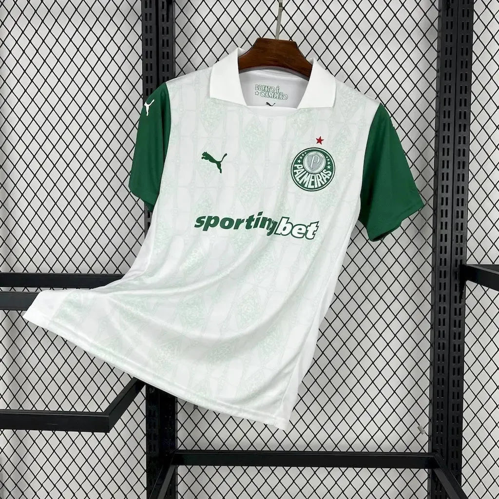 Palmeiras Away Shirt 25/26 - Men's White Fan Shirt + Sponsorships