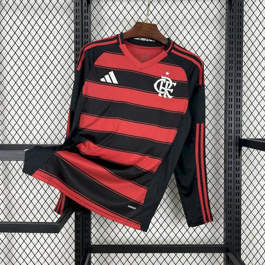 Flamengo Home Shirt 25/26 - Men's Fan Long Sleeve Black and Red
