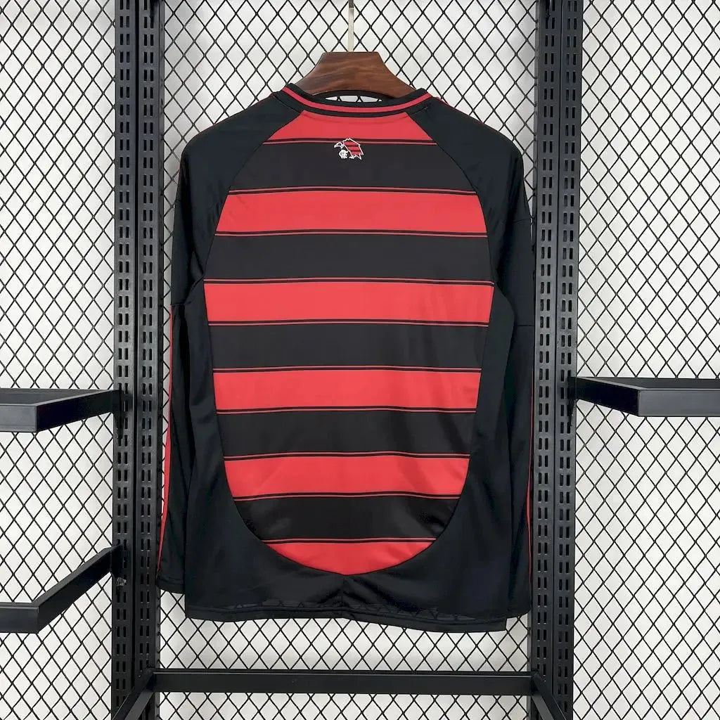 Flamengo Home Shirt 25/26 - Men's Fan Long Sleeve Black and Red