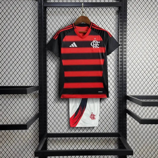 Flamengo Home Shirt 25/26 - Kids Fan Black and Red