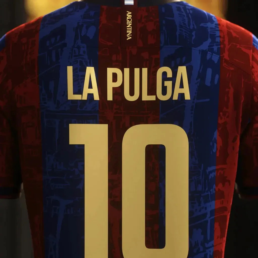 Barcelona La Pulga Grená Shirt - Men's Comma Football Fan Shirt