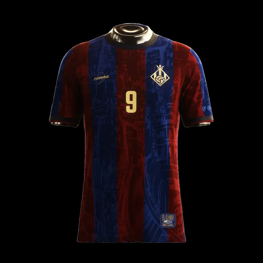 Barcelona El Pistolero Maroon Shirt - Men's Comma Football Fan Shirt
