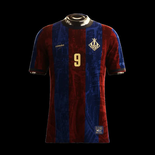 Barcelona El Pistolero Maroon Shirt - Men's Comma Football Fan Shirt