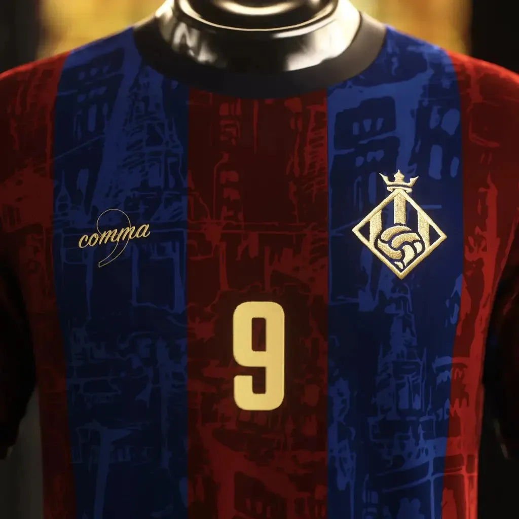 Barcelona El Pistolero Maroon Shirt - Men's Comma Football Fan Shirt