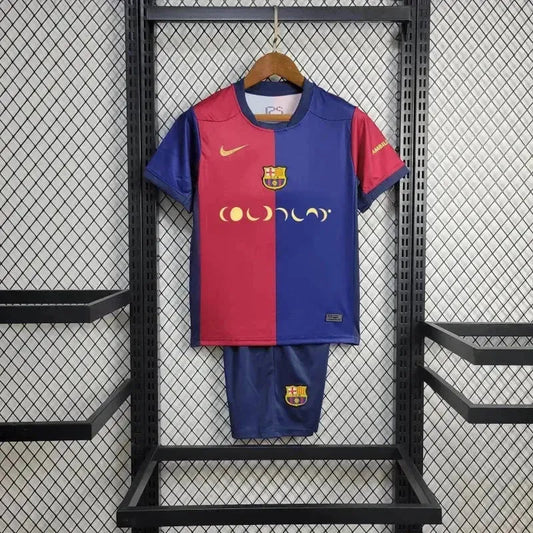 Barcelona COLDPLAY Home 24/25 Shirt - Kids Fan Shirt Blue and Red