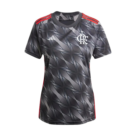 Flamengo Third Away Shirt 24/25 - Women's Fan Shirt Grey + All Sponsorships