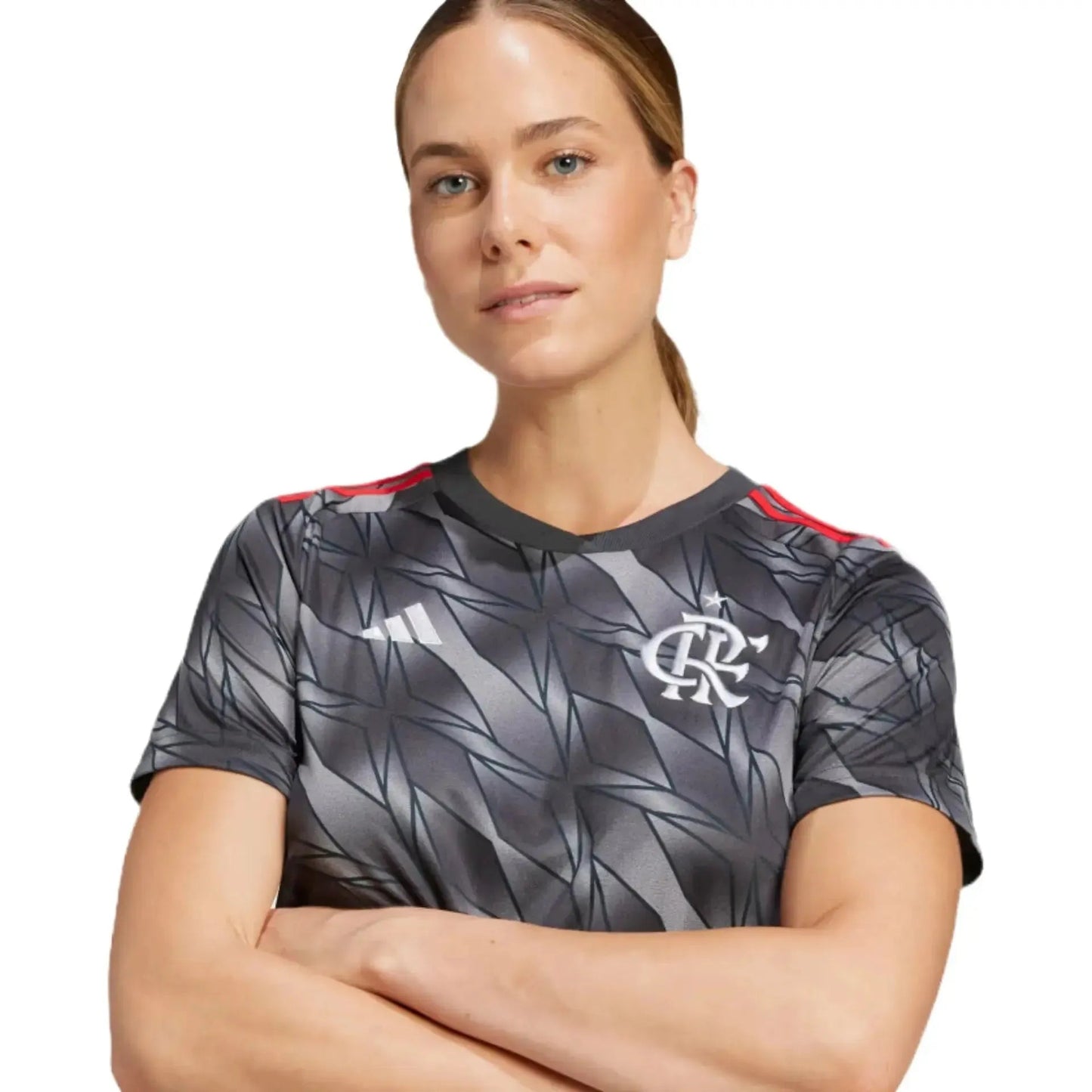 Flamengo Third Away Shirt 24/25 - Women's Fan Shirt Grey + All Sponsorships