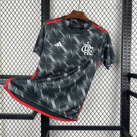 Flamengo Third Away Shirt 24/25 - Men's Fan Shirt Grey + All Sponsorships