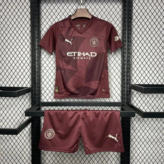 Manchester City Third Away Shirt 24/25 - Kids Fan Shirt Wine/Red