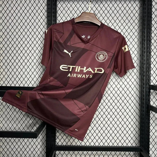 Manchester City Third Away Shirt 24/25 - Men's Fan Shirt Wine/Red