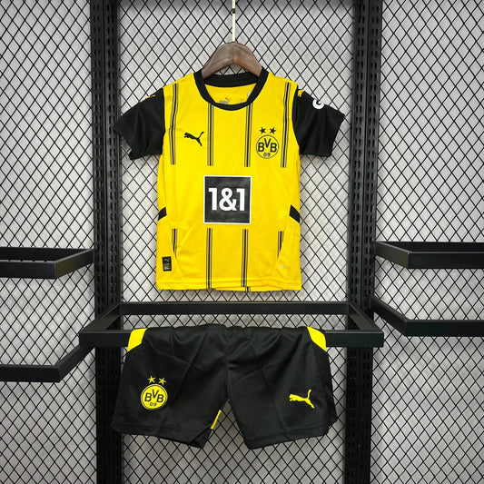 Borussia Dortmund Home Shirt 24/25 - Kids Fan Black and Yellow