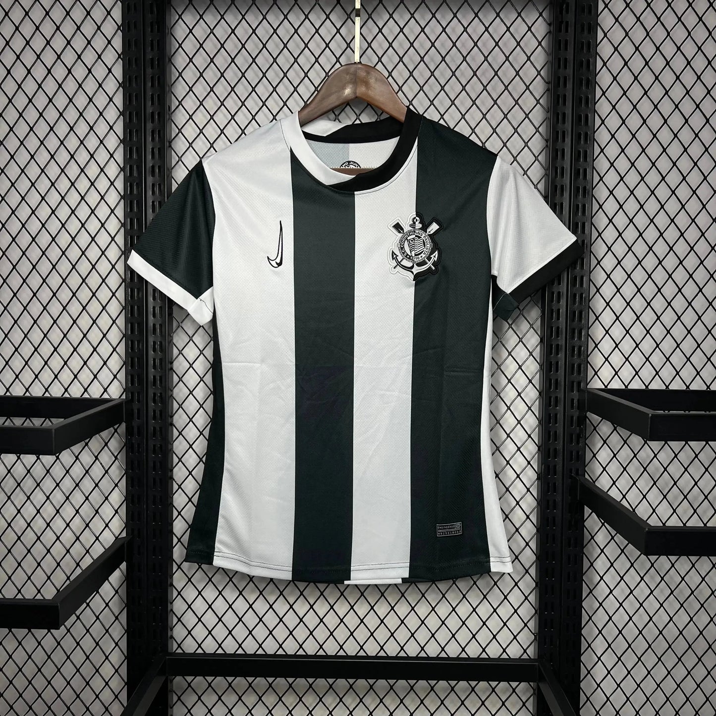 Timão Third Away Shirt 24/25 - Women's Black and White Striped Fan Shirt