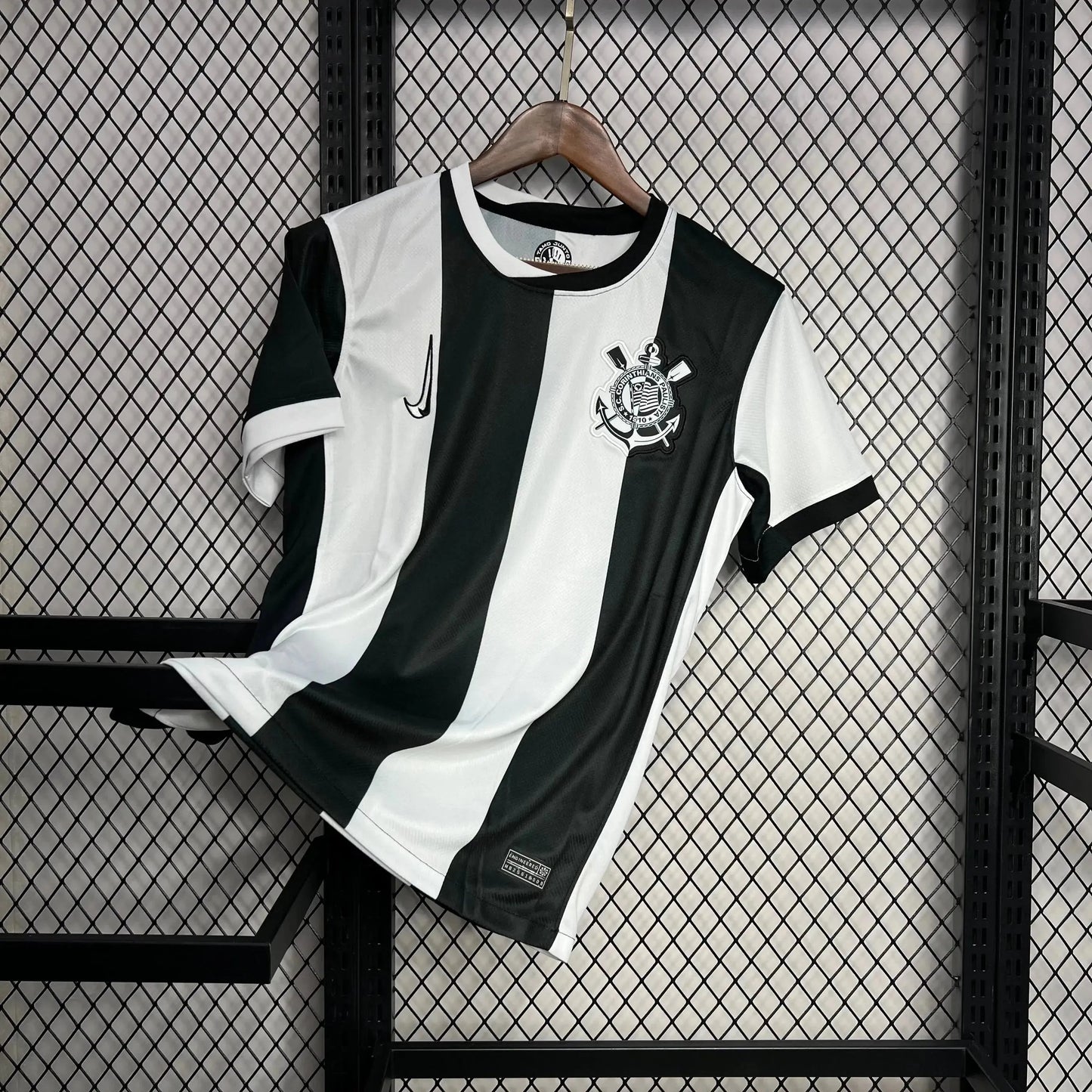 Timão Third Away Shirt 24/25 - Men's Fan Black and White Striped