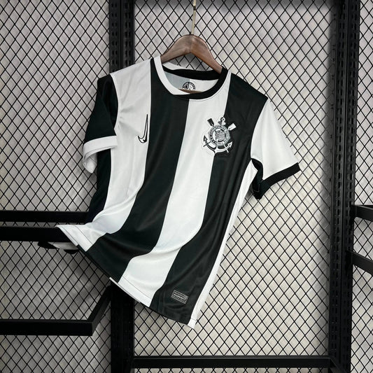 Timão Third Away Shirt 24/25 - Men's Fan Black and White Striped