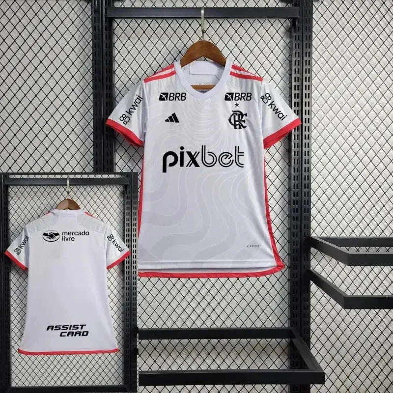 Flamengo Away Shirt 24/25 - Women's White Fan Shirt + All Sponsorships