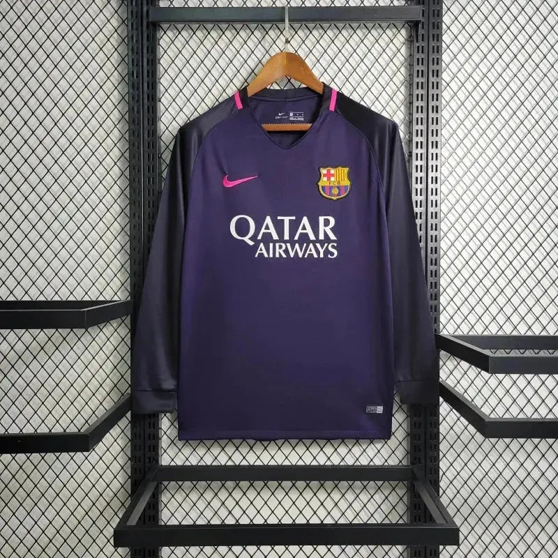 Barcelona Guest Retro 2016/17 Shirt - Men's Fan Purple Long Sleeve