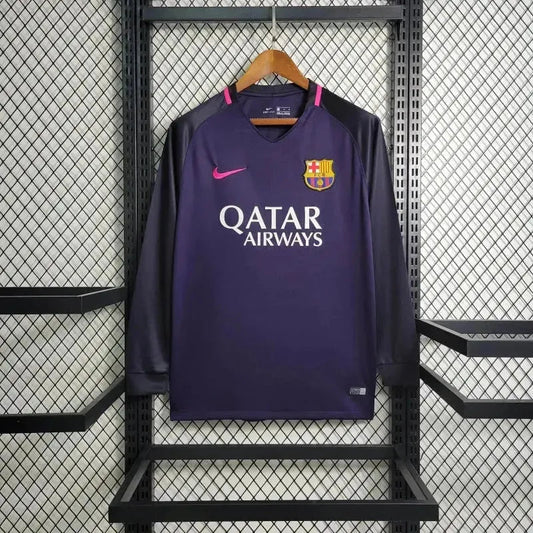 Barcelona Guest Retro 2016/17 Shirt - Men's Fan Purple Long Sleeve