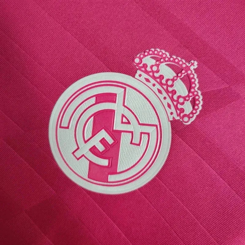 Real Madrid Away Retro Shirt 2014/15 - Men's Pink Fan Long Sleeve