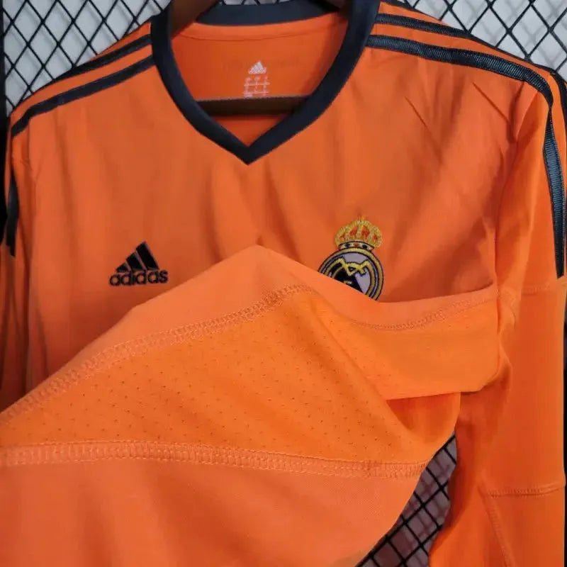 Real Madrid Away 2 Retro Shirt 2013/14 - Men's Fan Orange Long Sleeve