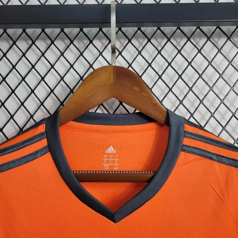 Real Madrid Away 2 Retro Shirt 2013/14 - Men's Fan Orange Long Sleeve