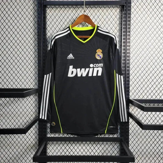 Real Madrid Away Retro Shirt 2010/11 - Men's Fan Shirt Black and Green Long Sleeve