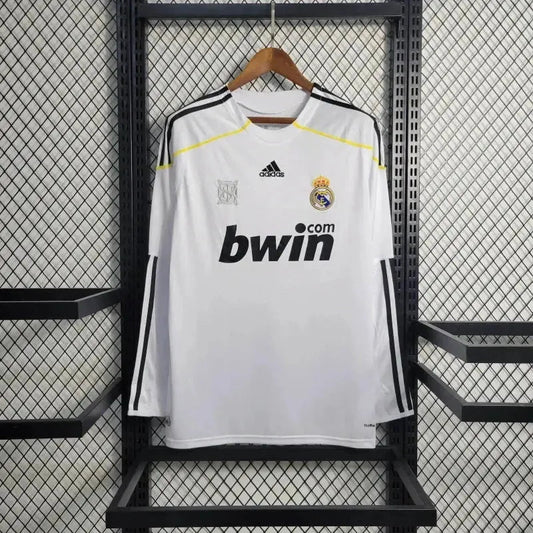Real Madrid Home Retro Shirt 2009/10 - Men's White Long Sleeve Fan Shirt