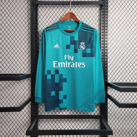 Real Madrid Retro 2017/18 Fan Shirt - Men's Blue Long Sleeve