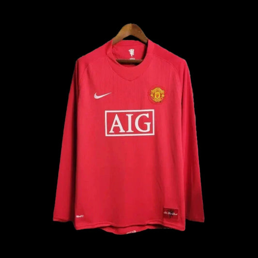 Manchester United Home Retro Shirt 2007/08 - Mens Red Fan Long Sleeve