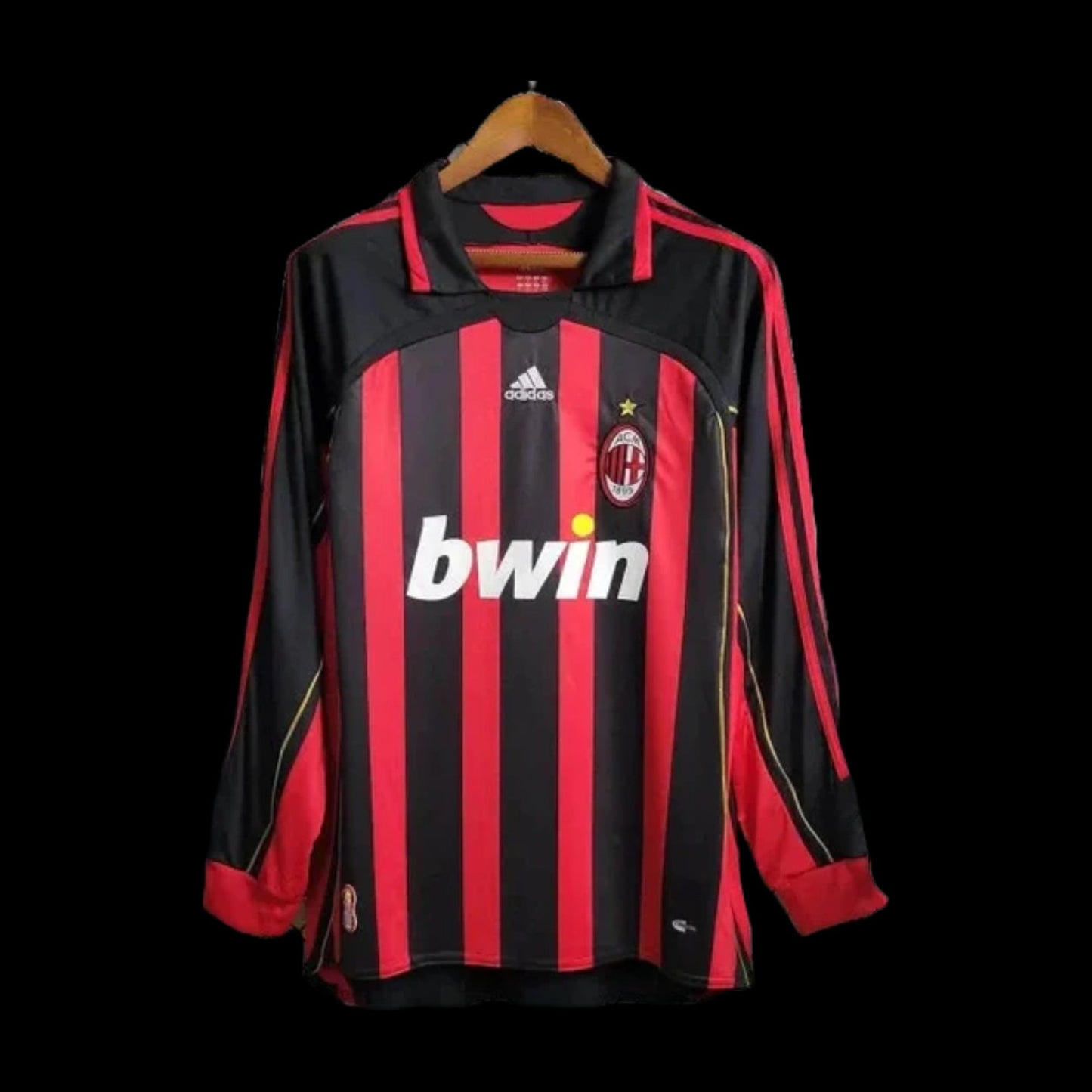 AC Milan Home Retro 2006/07 Men's Fan Shirt Gold Long Sleeve