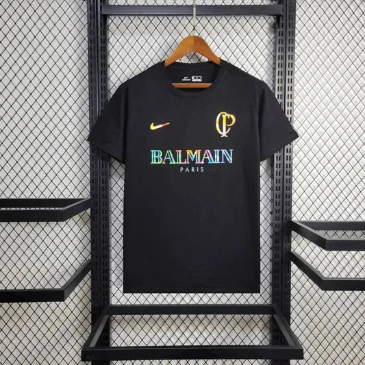 BALMAIN Timão Shirt - Men's Reflective Black Fan Shirt