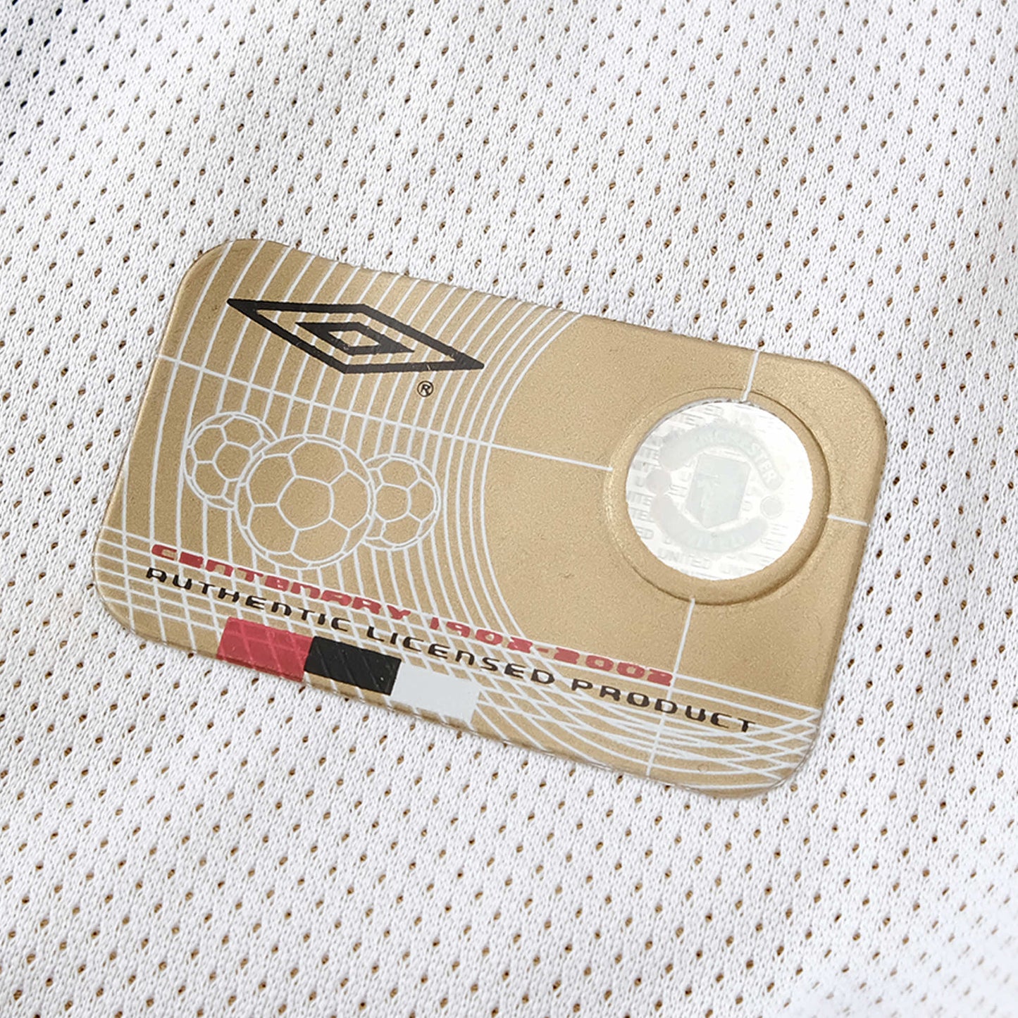 Manchester United Retro 100th Anniversary Edition Shirt 01/02 - Men's Fan Shirt White, Black and Gold - Double Sided