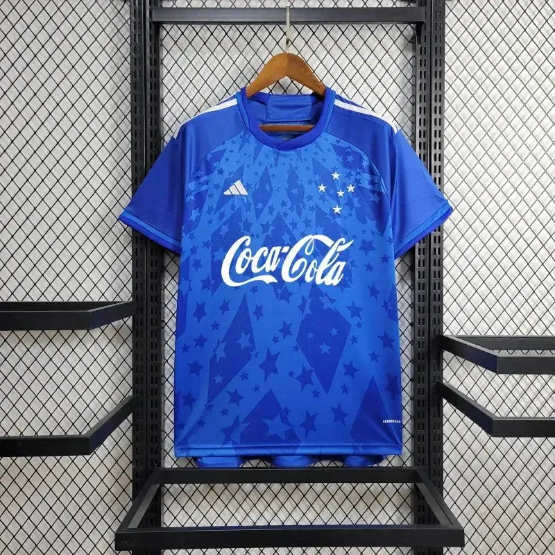 Cruzeiro 24/25 Shirt - Men's Blue Fan Shirt with Coca-Cola Sponsorship