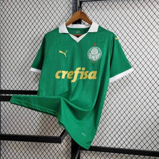 Palmeiras Home 24/25 Shirt - Men's Green Fan Shirt + Brasileirão and Avanti Patch + Sponsorships