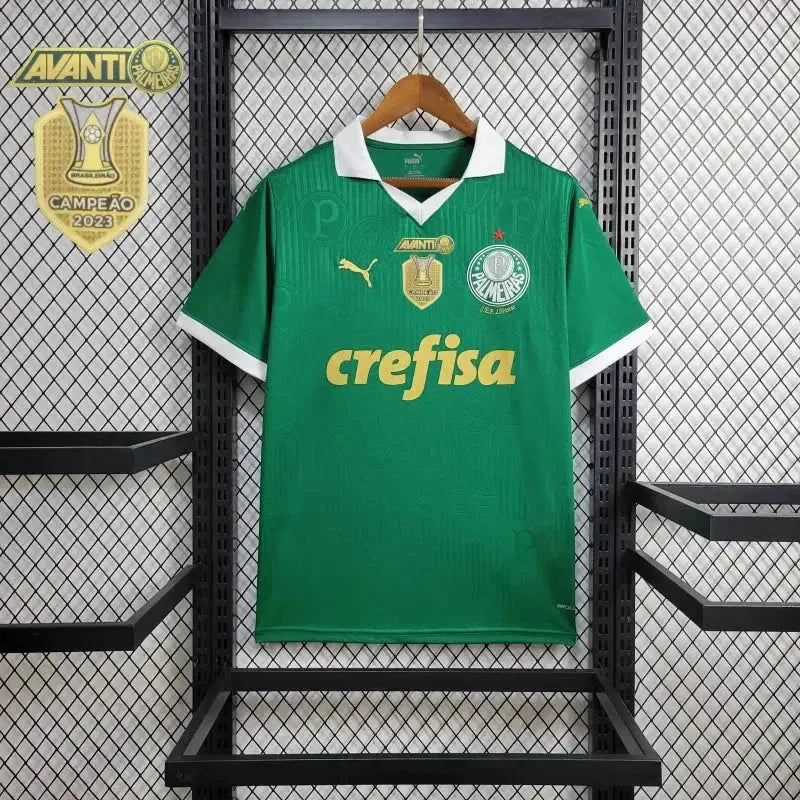 Palmeiras Home 24/25 Shirt - Men's Green Fan Shirt + Brasileirão and Avanti Patch + Sponsorships