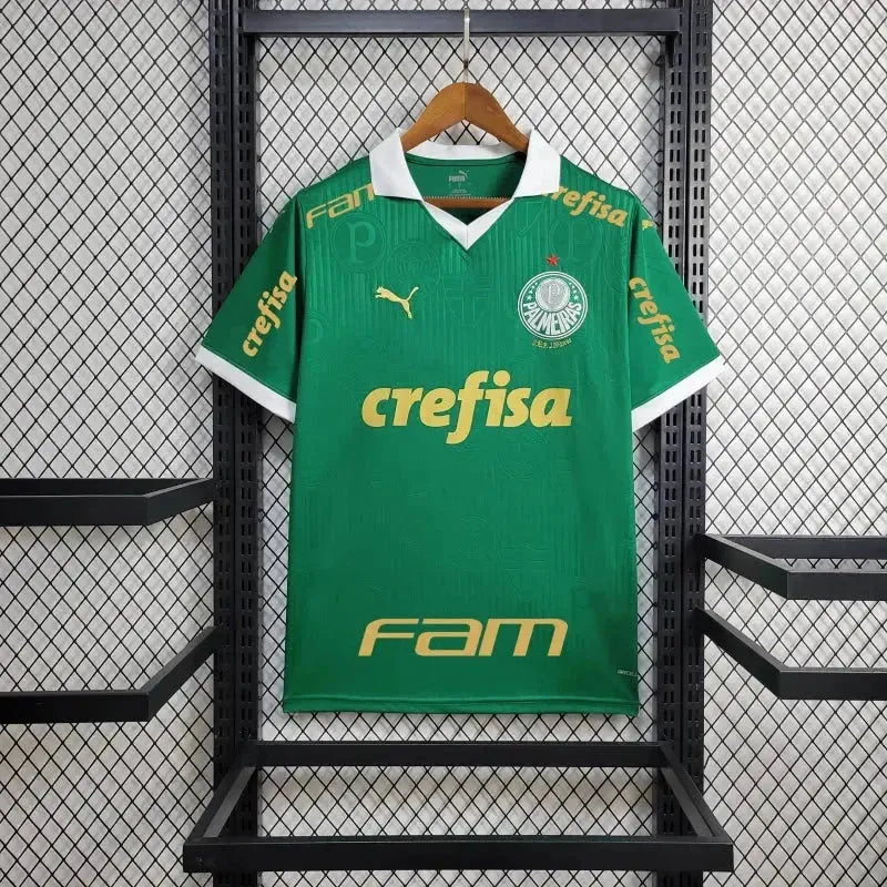 Palmeiras Home 24/25 Shirt - Men's Green Fan Shirt + Brasileirão and Avanti Patch + Sponsorships