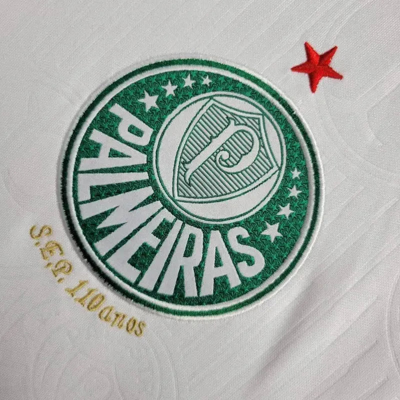 Palmeiras Away 24/25 Shirt - Men's White Fan Shirt + Brasileirão and Avanti Patch + Sponsorships